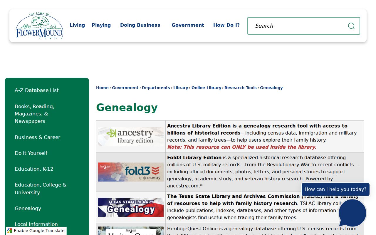 Flower Mound city directory genealogy collections