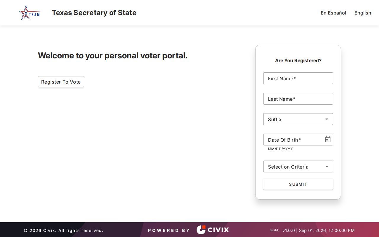 Flower Mound resident lookup through the Texas My Voter Portal